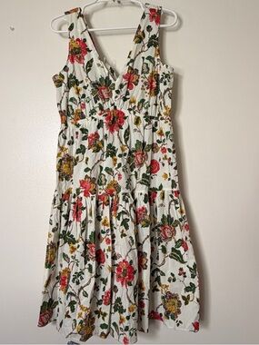 Maison Tara Cream Floral Dress with Pink & Yellow Accents